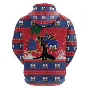 Personalized Ayiti Jwaye Nwel Zip Hoodie Haiti Merry Christmas - African Pride