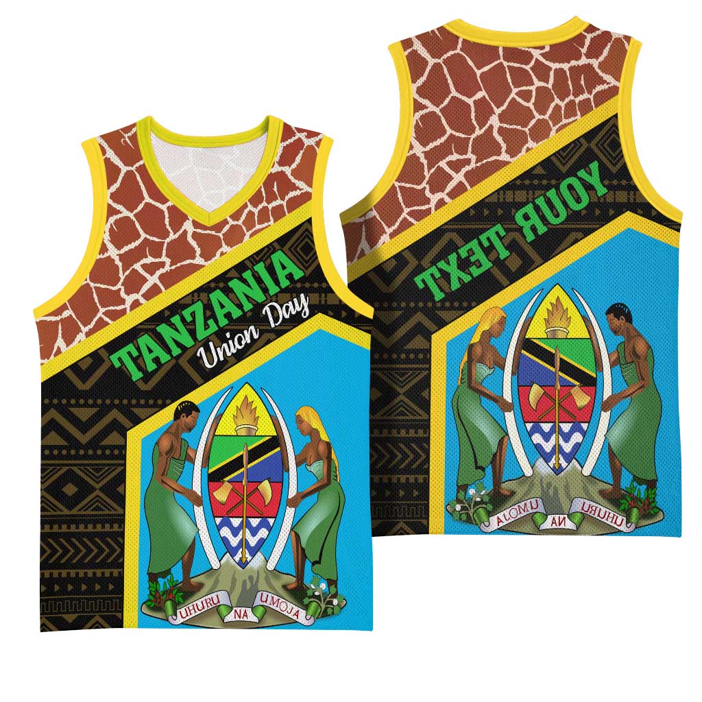 Tanzania Union Day 2024 Basketball Jersey Uhuru na Umoja Giraffe Pattern - African Pride