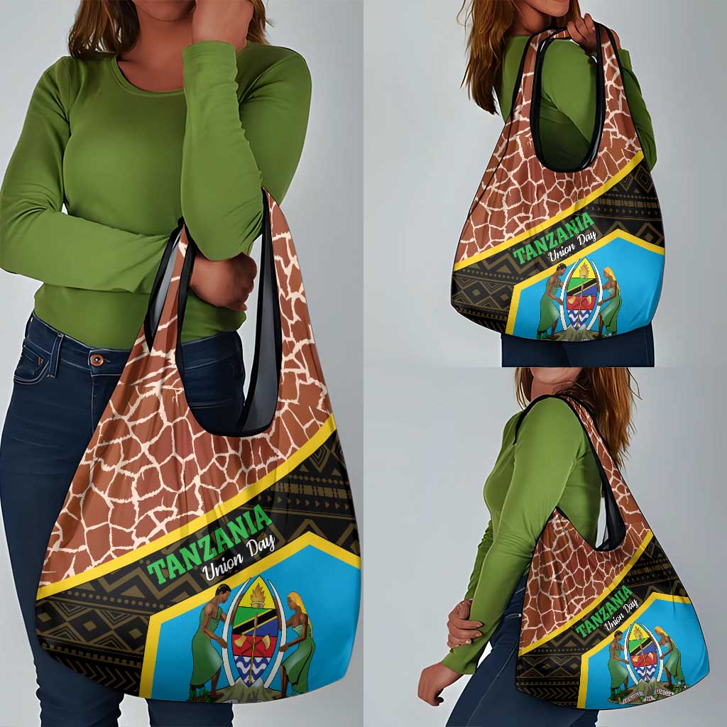 Tanzania Union Day 2024 Grocery Bag Uhuru na Umoja Giraffe Pattern