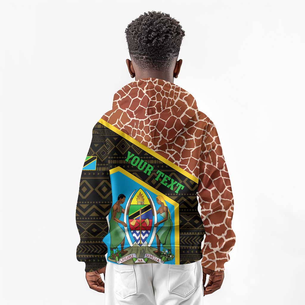Tanzania Union Day 2024 Kid Hoodie Uhuru na Umoja Giraffe Pattern
