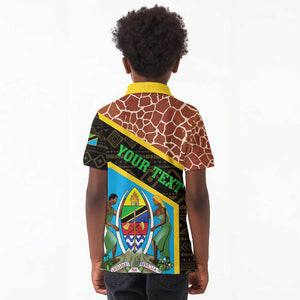 Tanzania Union Day 2024 Kid Polo Shirt Uhuru na Umoja Giraffe Pattern