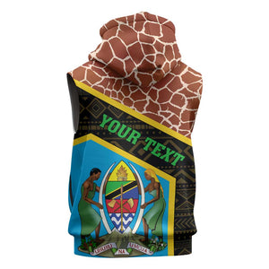 Tanzania Union Day 2024 Sleeveless Hoodie Uhuru na Umoja Giraffe Pattern - African Pride