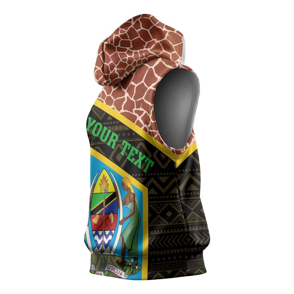 Tanzania Union Day 2024 Sleeveless Hoodie Uhuru na Umoja Giraffe Pattern - African Pride