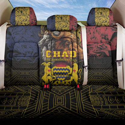 Chad Independence Day 1960 Back Car Seat Cover Tchad Goat and Lion African Pattern