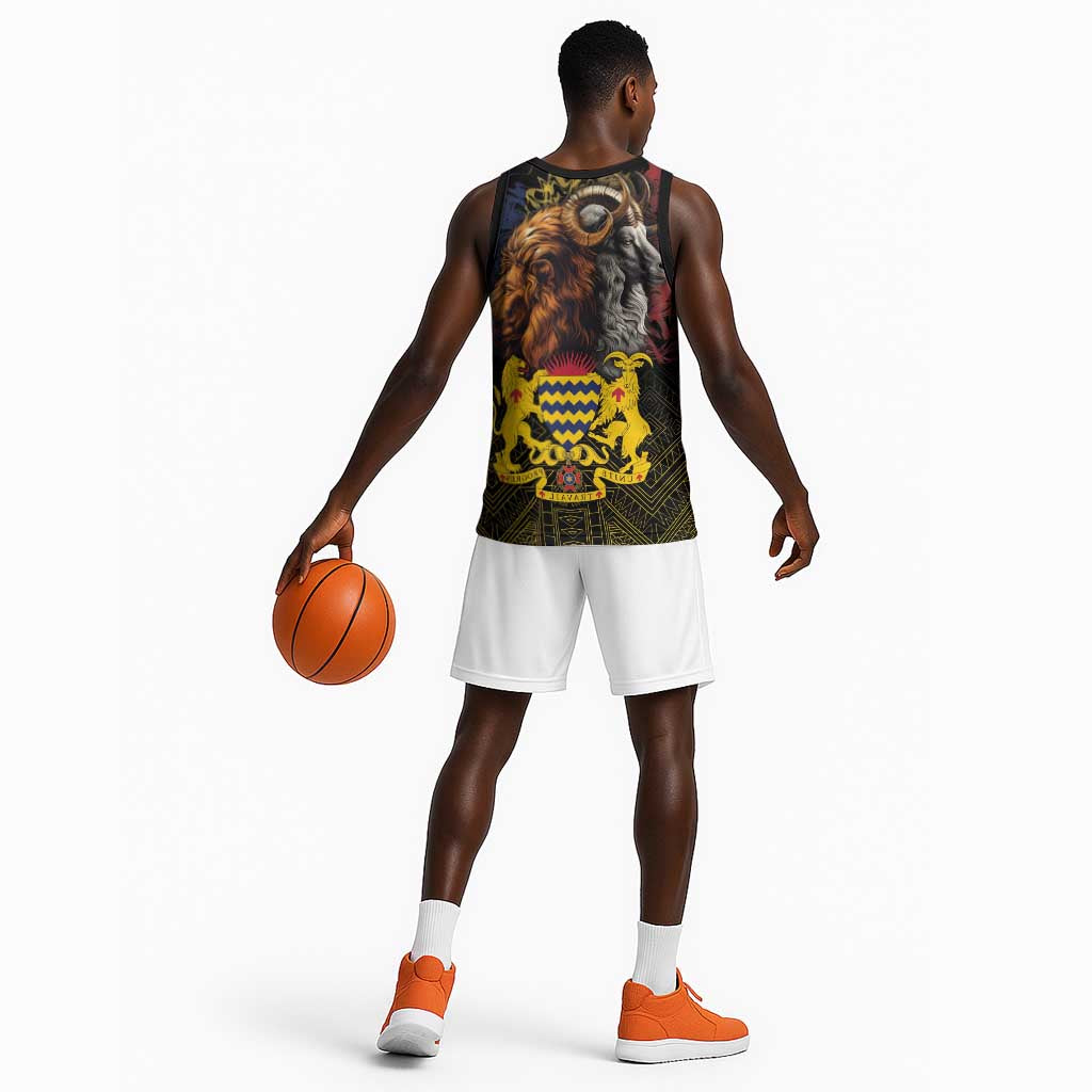 Chad Independence Day 1960 Basketball Jersey Tchad Goat and Lion African Pattern - African Pride