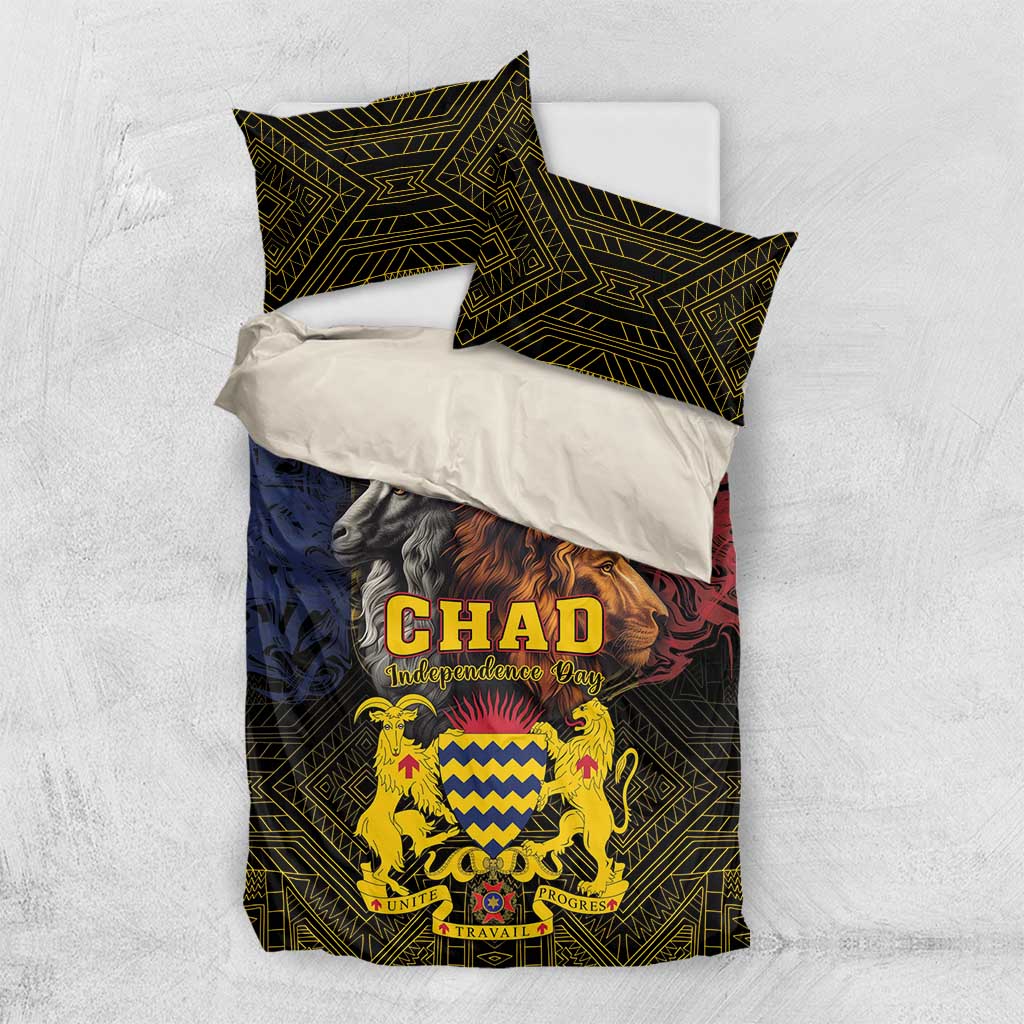 Chad Independence Day 1960 Bedding Set Tchad Goat and Lion African Pattern