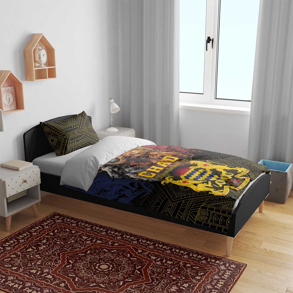 Chad Independence Day 1960 Bedding Set Tchad Goat and Lion African Pattern