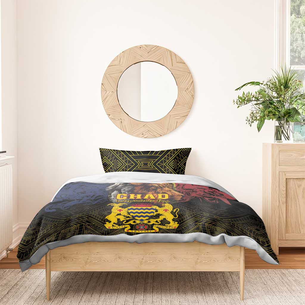 Chad Independence Day 1960 Bedding Set Tchad Goat and Lion African Pattern