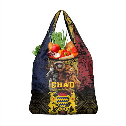 Chad Independence Day 1960 Grocery Bag Tchad Goat and Lion African Pattern
