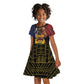 Chad Independence Day 1960 Kid Short Sleeve Dress Tchad Goat and Lion African Pattern