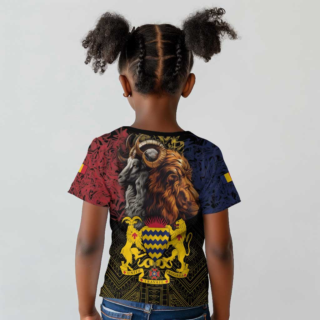 Chad Independence Day 1960 Kid T shirt Tchad Goat and Lion African Pattern