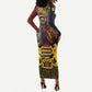 Chad Independence Day 1960 Long Sleeve Bodycon Dress Tchad Goat and Lion African Pattern LT01