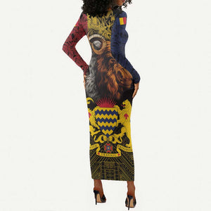Chad Independence Day 1960 Long Sleeve Bodycon Dress Tchad Goat and Lion African Pattern LT01