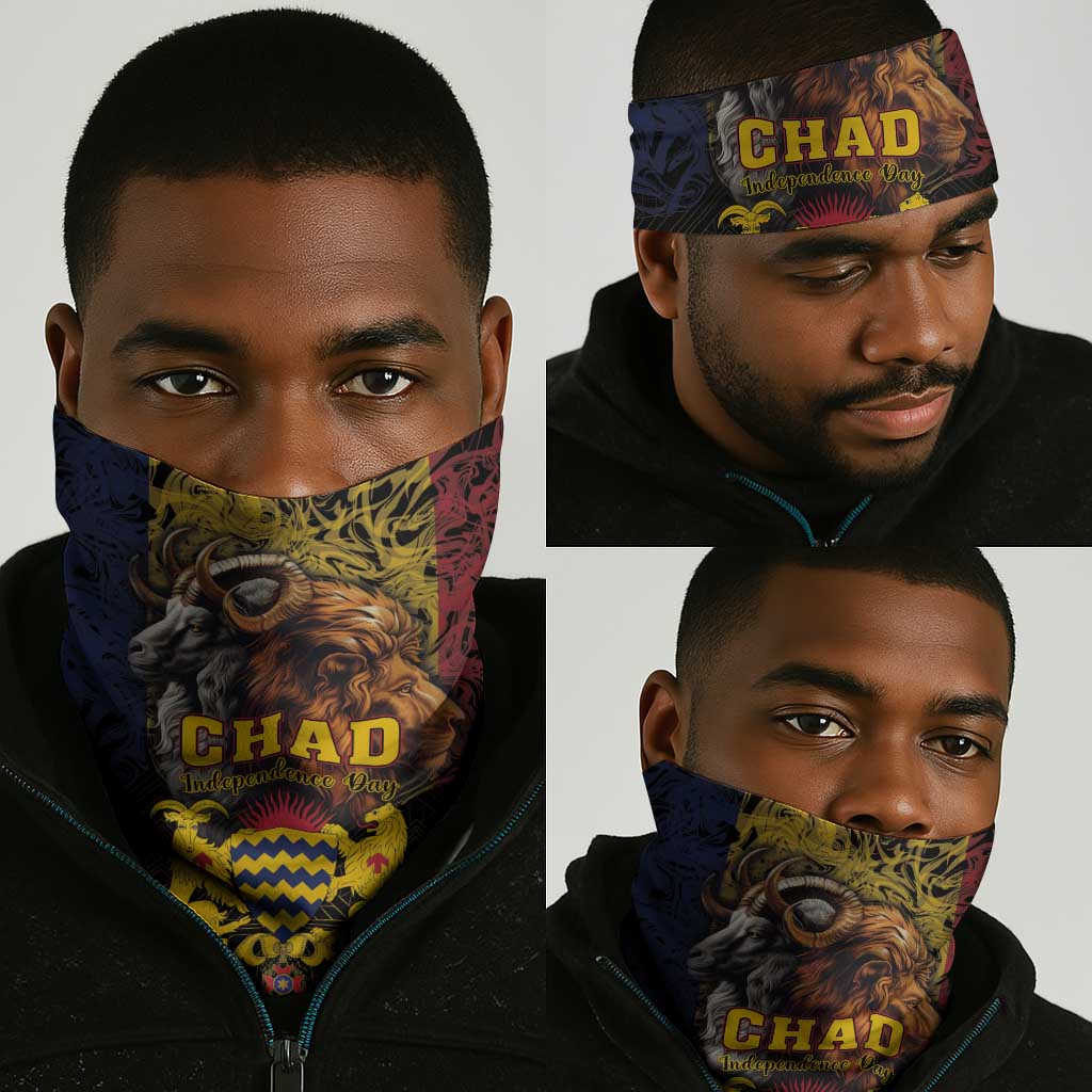 Chad Independence Day 1960 Neck Gaiter Tchad Goat and Lion African Pattern LT01