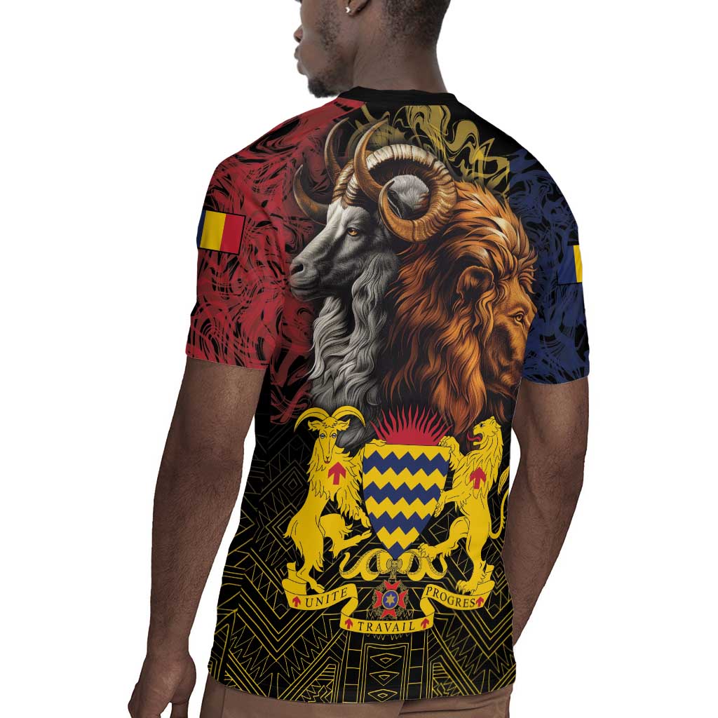 Chad Independence Day 1960 Rugby Jersey Tchad Goat and Lion African Pattern