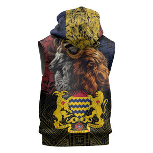 Chad Independence Day 1960 Sleeveless Zip Hoodie Tchad Goat and Lion African Pattern - African Pride