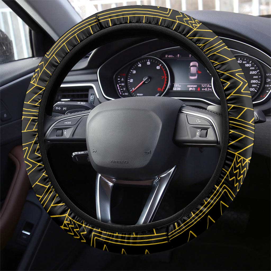 Chad Independence Day 1960 Steering Wheel Cover Tchad Goat and Lion African Pattern