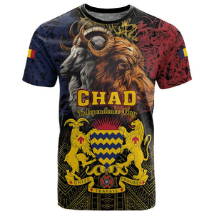 Chad Independence Day 1960 T shirt Tchad Goat and Lion African Pattern