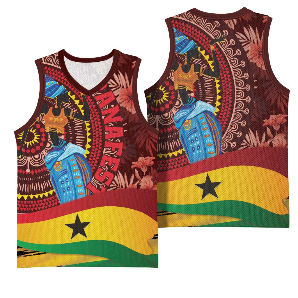 Panafest Basketball Jersey Ghana Tropical African Pattern - African Pride