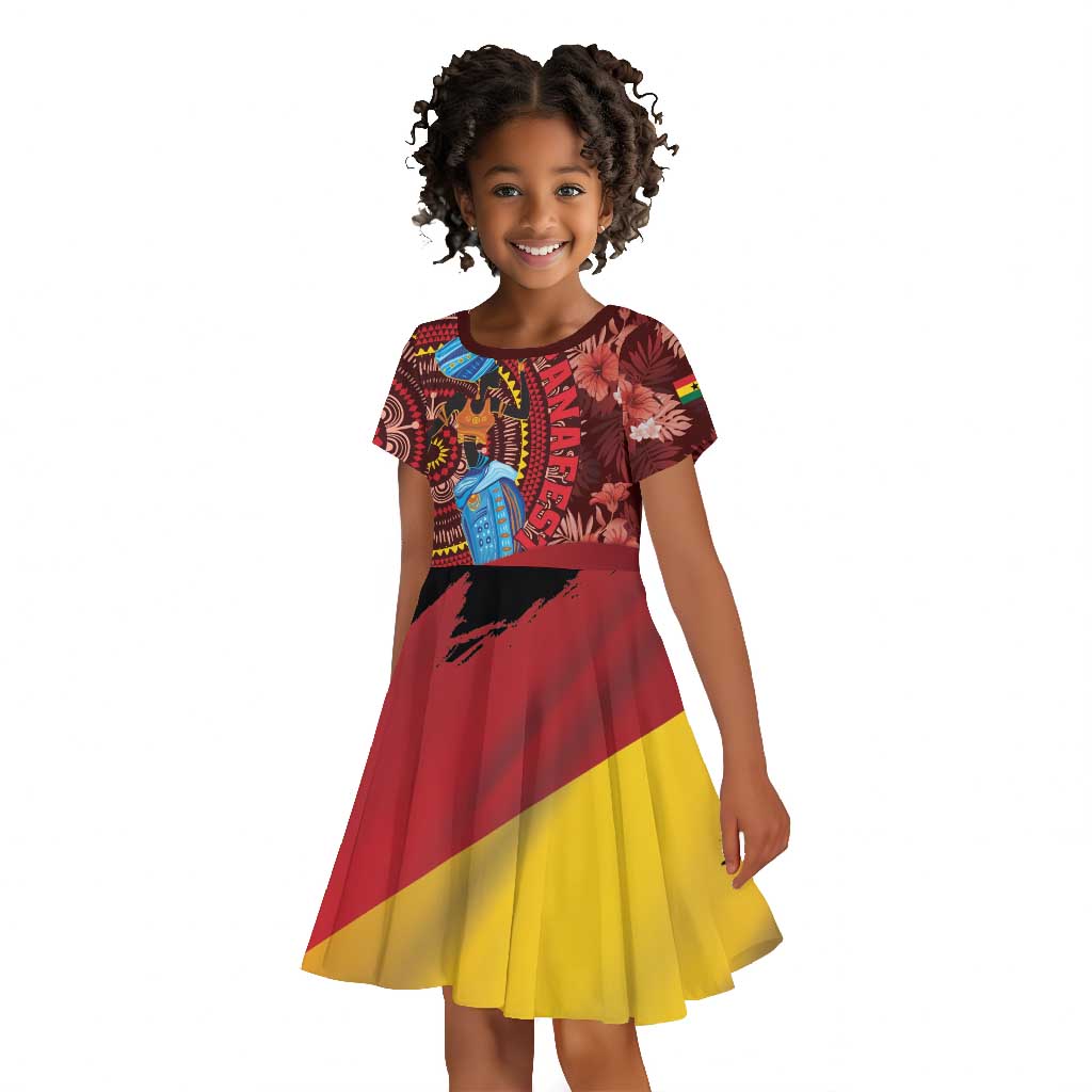 Panafest Kid Short Sleeve Dress Ghana Tropical African Pattern