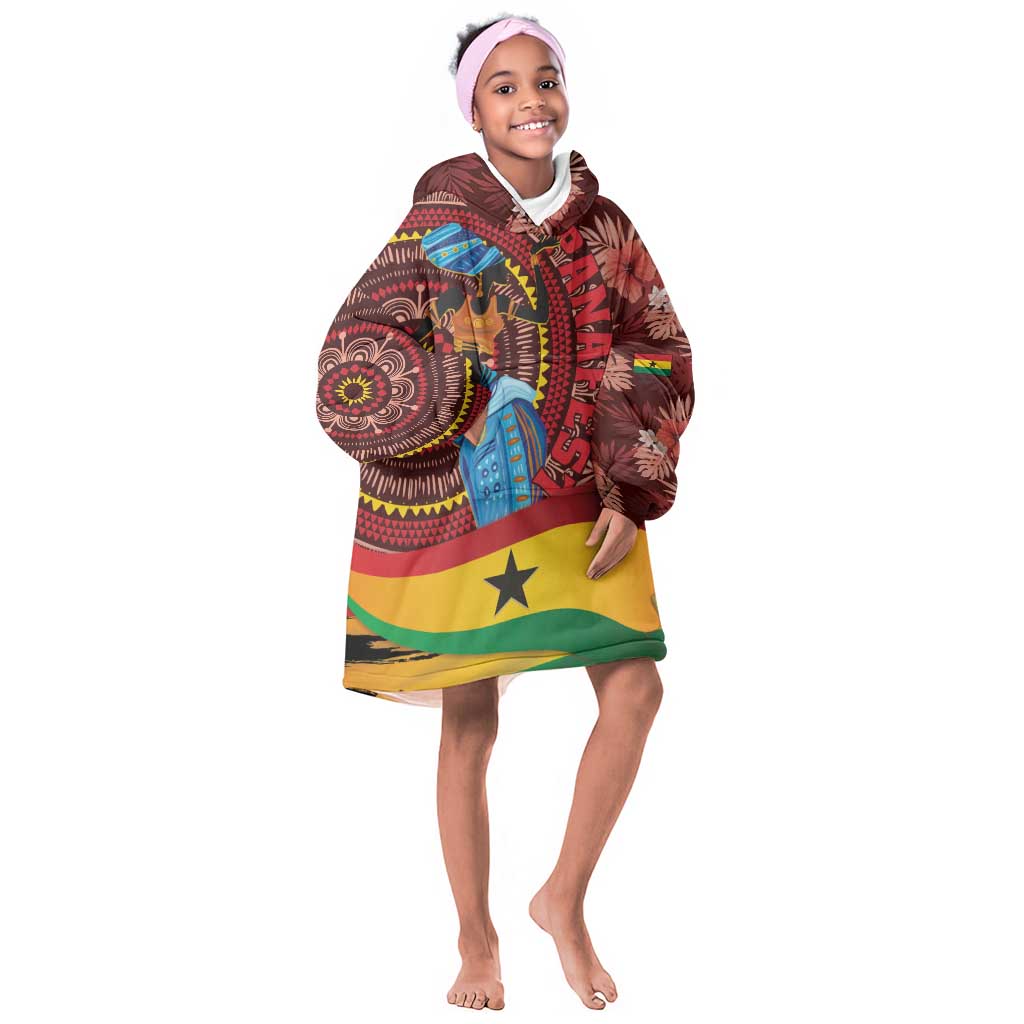 Panafest KId Wearable Blanket Hoodie Ghana Tropical African Pattern