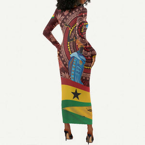 Panafest Long Sleeve Bodycon Dress Ghana Tropical African Pattern LT01