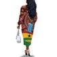Panafest Off The Shoulder Long Sleeve Dress Ghana Tropical African Pattern