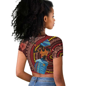 Panafest Raglan Cropped T shirt Ghana Tropical African Pattern