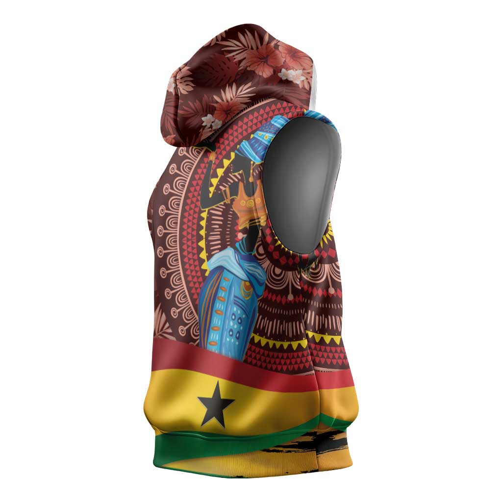Panafest Sleeveless Hoodie Ghana Tropical African Pattern - African Pride