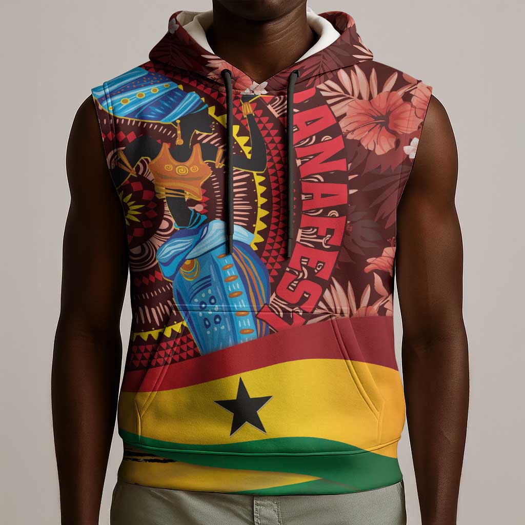 Panafest Sleeveless Hoodie Ghana Tropical African Pattern - African Pride
