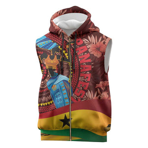 Panafest Sleeveless Zip Hoodie Ghana Tropical African Pattern - African Pride