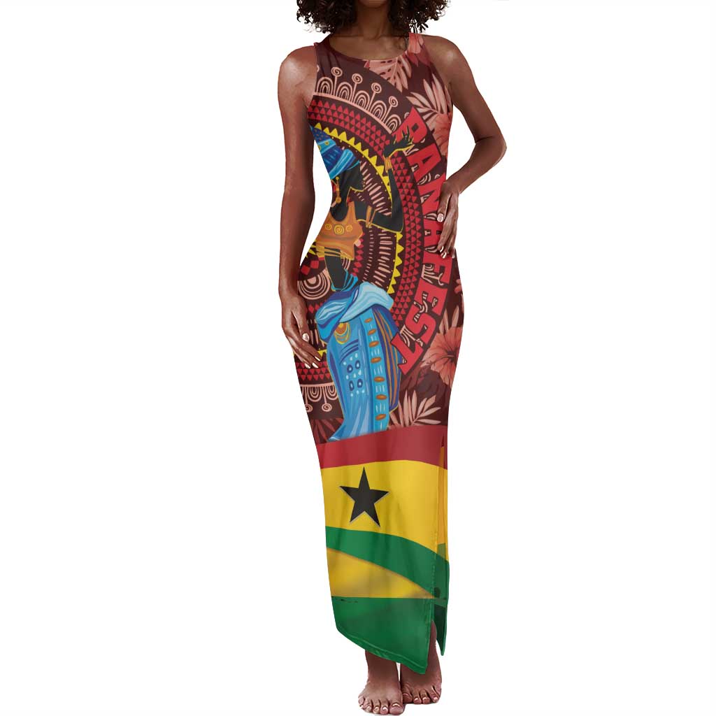 Panafest Tank Maxi Dress Ghana Tropical African Pattern