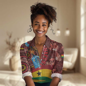 Panafest Women Casual Shirt Ghana Tropical African Pattern LT01