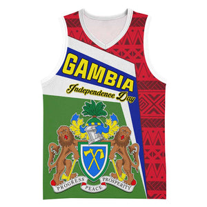 Gambia Independence Day Basketball Jersey with Coat of Arms and African Pattern - African Pride