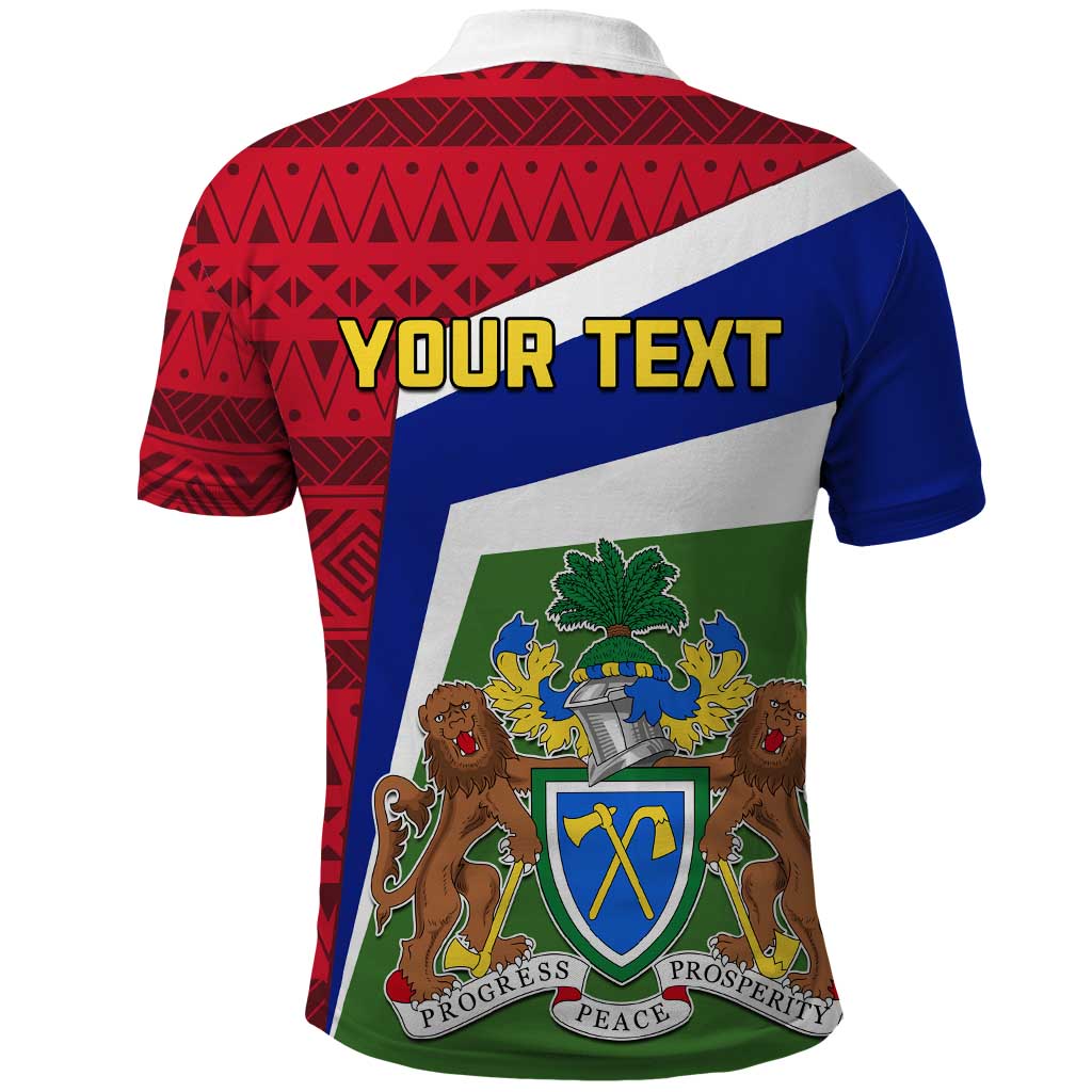 Gambia Independence Day Polo Shirt with Coat of Arms and African Pattern