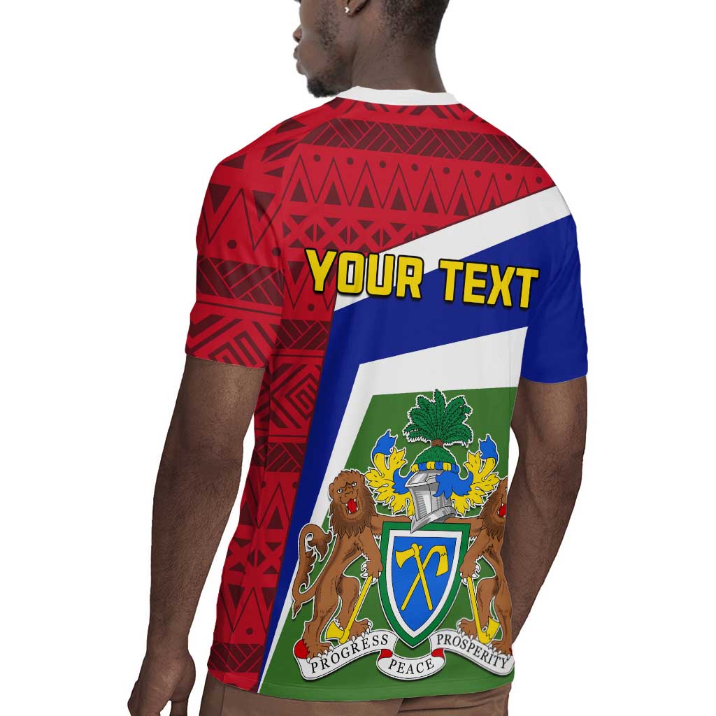 Gambia Independence Day Rugby Jersey with Coat of Arms and African Pattern