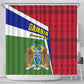 Gambia Independence Day Shower Curtain with Coat of Arms and African Pattern