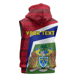 Gambia Independence Day Sleeveless Hoodie with Coat of Arms and African Pattern - African Pride