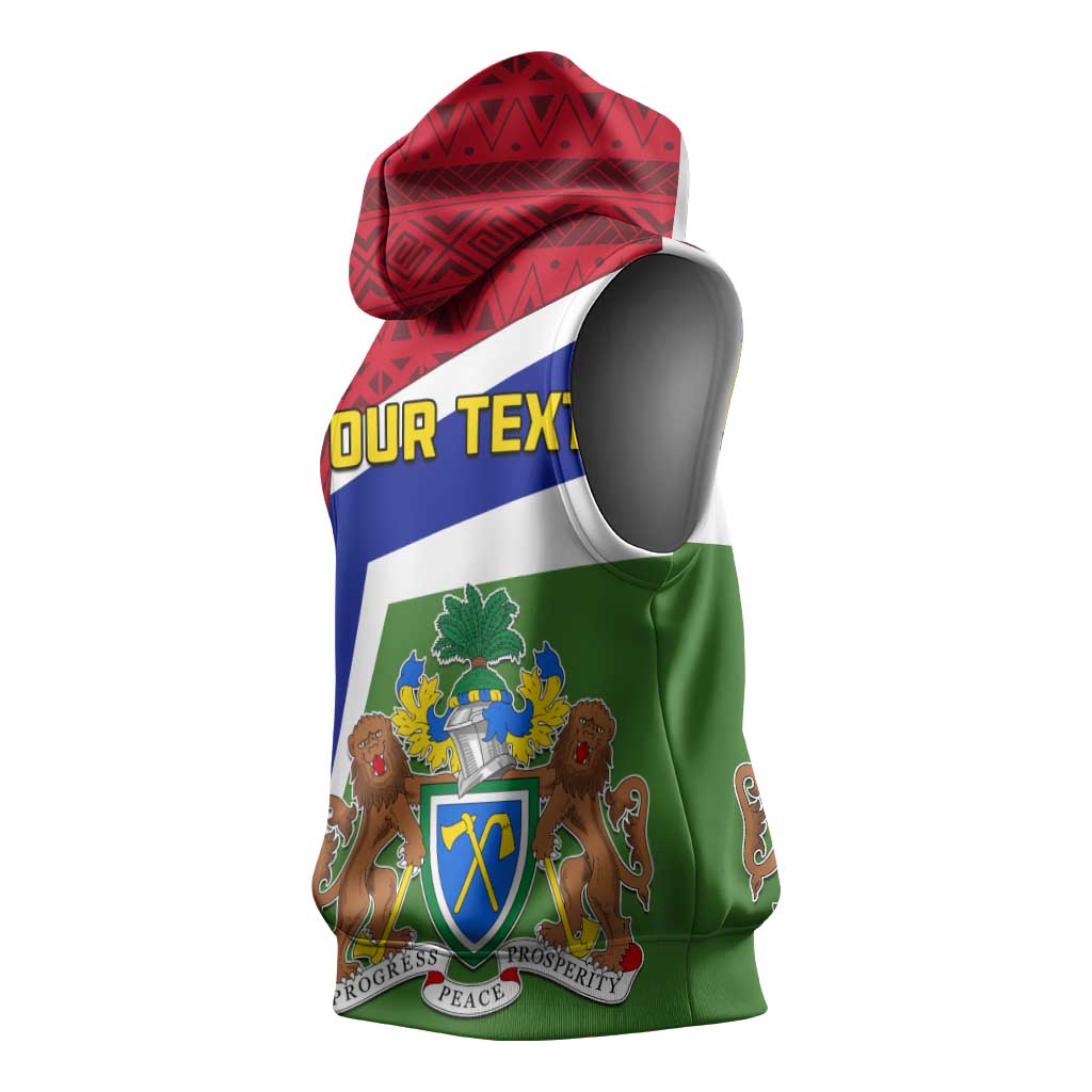Gambia Independence Day Sleeveless Hoodie with Coat of Arms and African Pattern - African Pride
