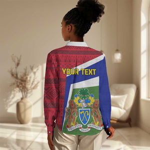 Gambia Independence Day Women Casual Shirt with Coat of Arms and African Pattern LT01