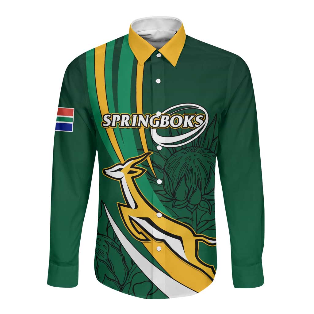 Button Rugby Printed Personalized South Africa Rugby Long Sleeve Button Shirt - Springboks ...