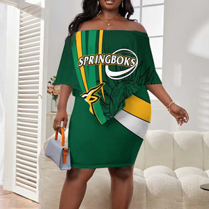 Personalized South Africa Rugby Off Shoulder Short Dress - Springboks Go Champions, World Cup LT01