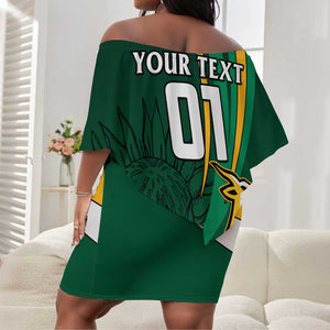 Personalized South Africa Rugby Off Shoulder Short Dress - Springboks Go Champions, World Cup LT01