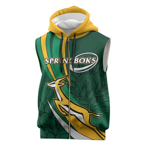 Personalized South Africa Rugby Sleeveless Zip Hoodie - Springboks Go Champions, World Cup - African Pride