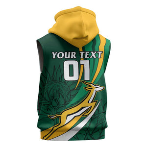 Personalized South Africa Rugby Sleeveless Zip Hoodie - Springboks Go Champions, World Cup - African Pride