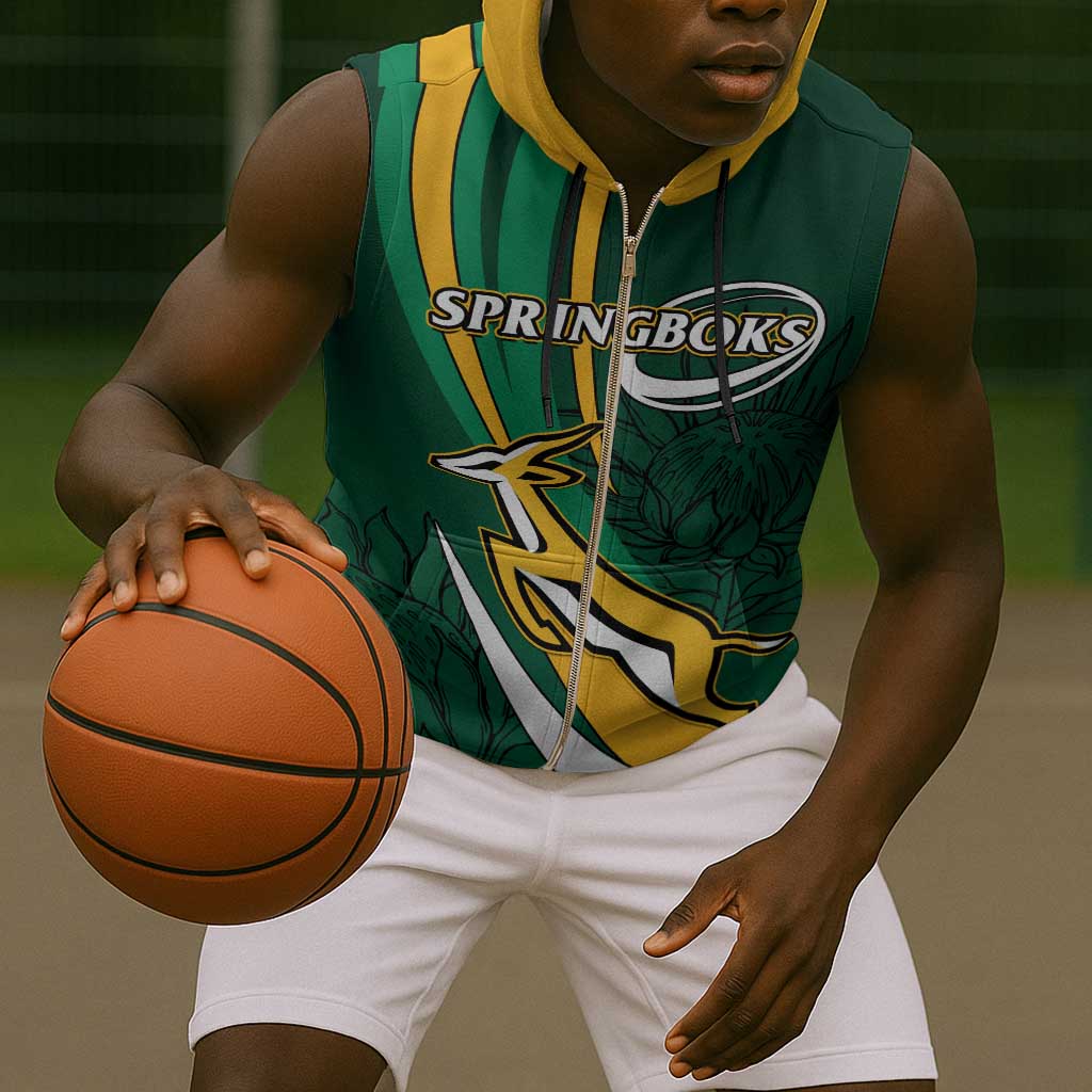 Personalized South Africa Rugby Sleeveless Zip Hoodie - Springboks Go Champions, World Cup - African Pride