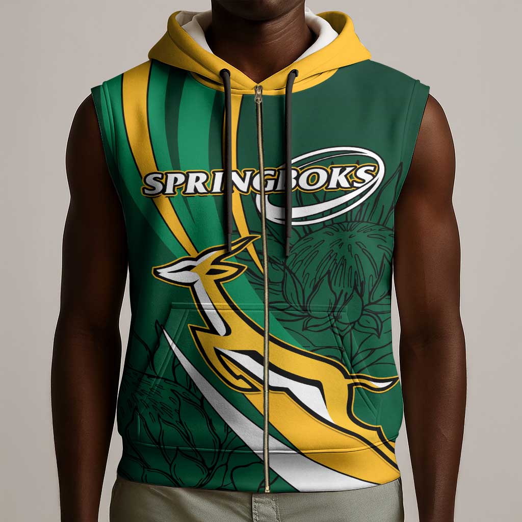 Personalized South Africa Rugby Sleeveless Zip Hoodie - Springboks Go Champions, World Cup - African Pride