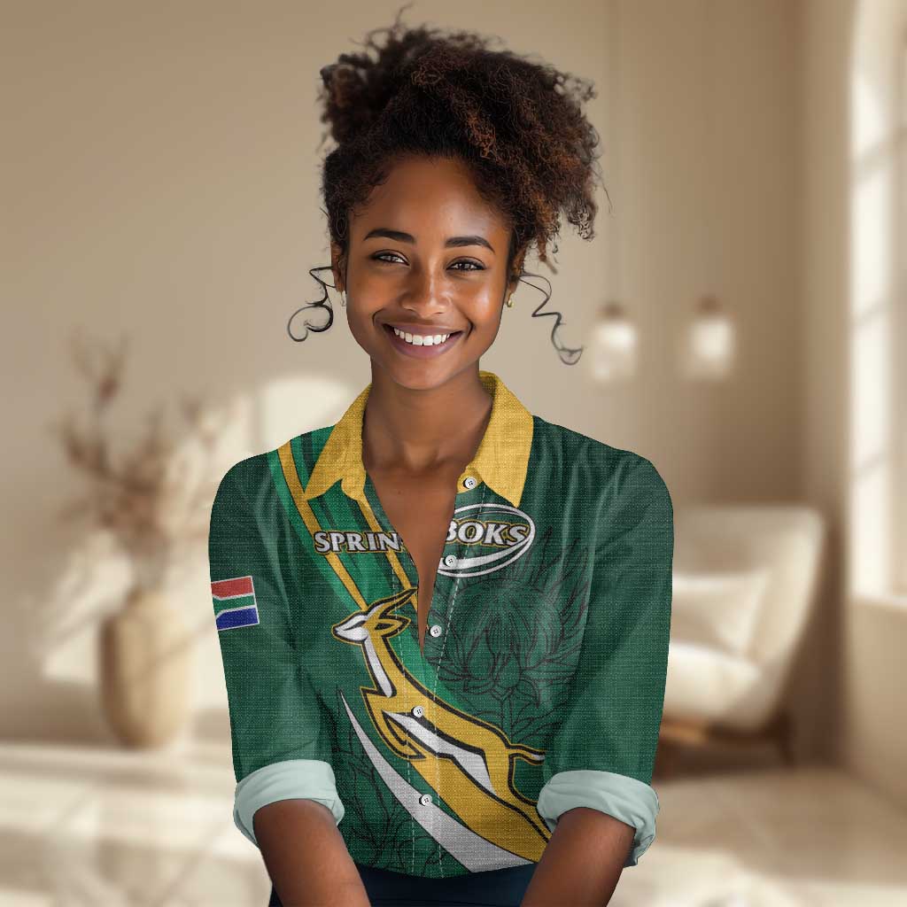 Personalized South Africa Rugby Women Casual Shirt - Springboks Go Champions, World Cup LT01
