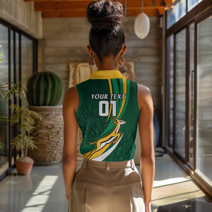 Personalized South Africa Rugby Women Sleeveless Polo Shirt - Springboks Go Champions, World Cup