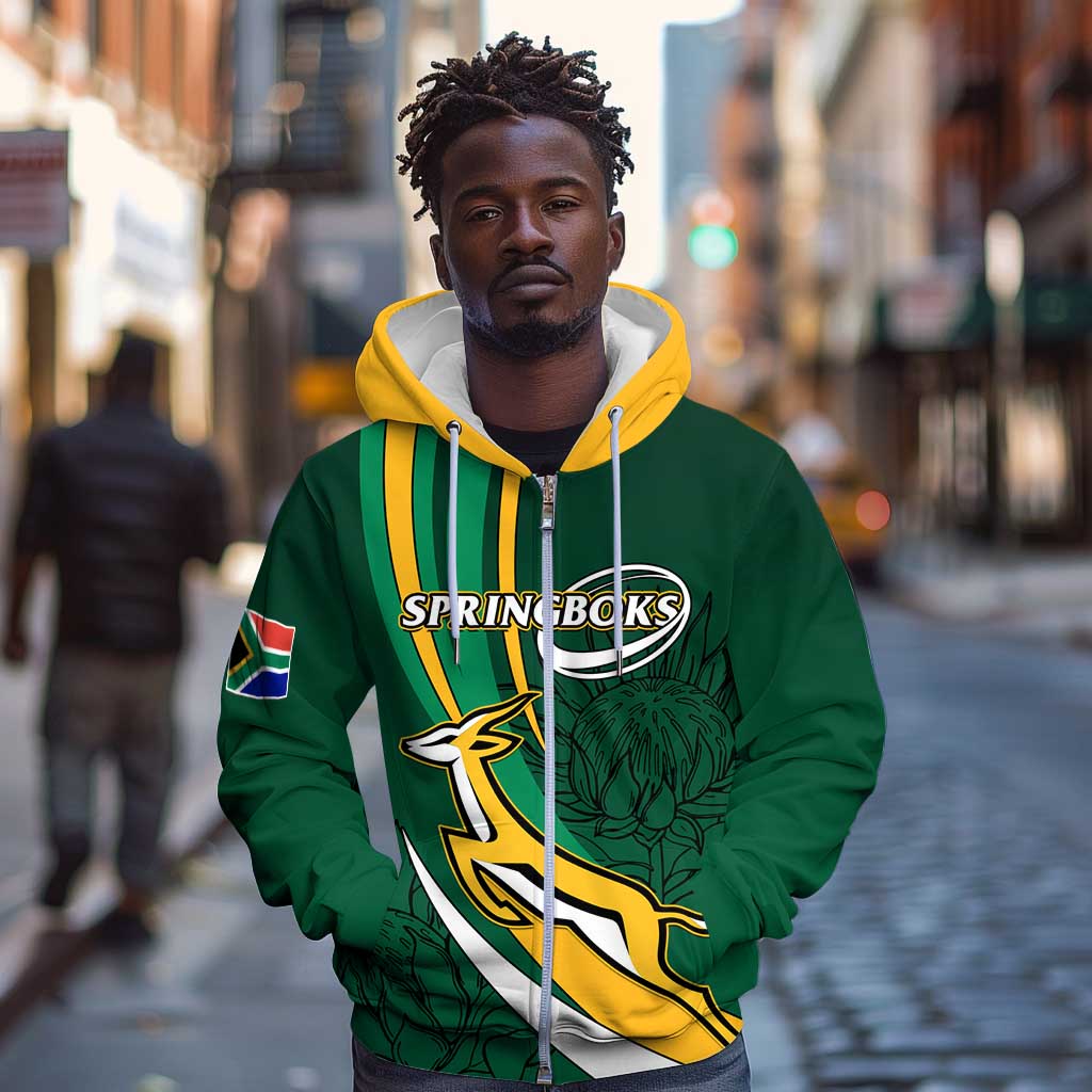 Personalized South Africa Rugby Zip Hoodie - Springboks Go Champions, World Cup